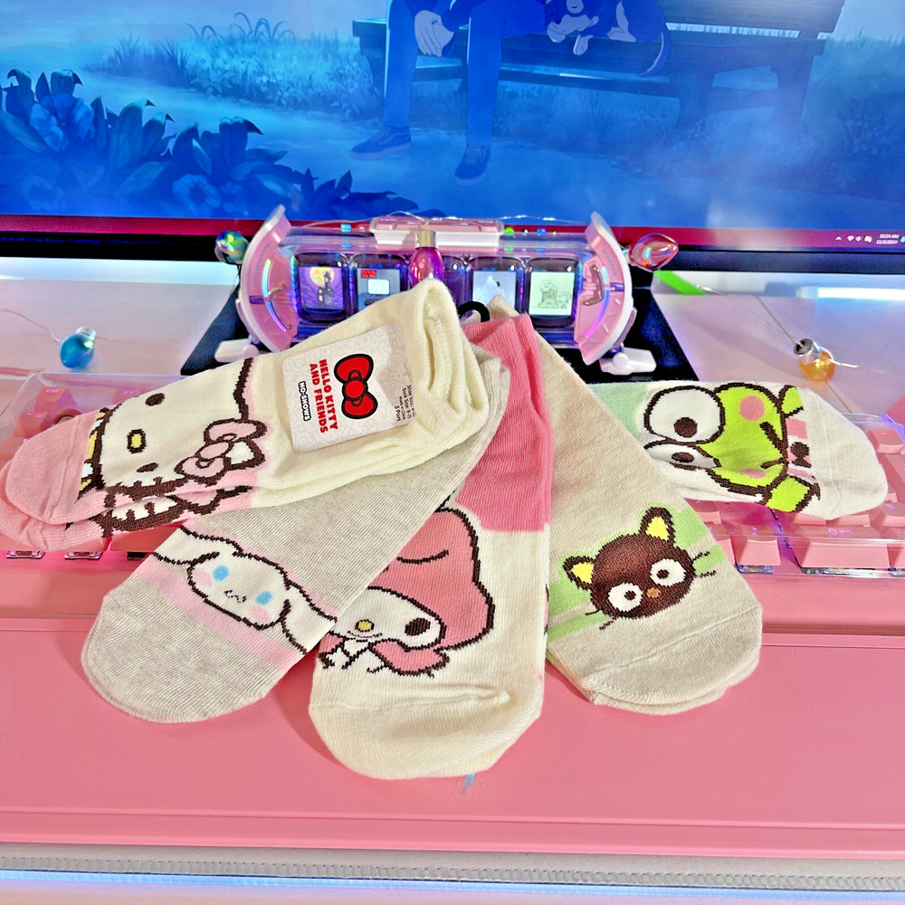 Sanrio Hello Kitty & Friends Socks Chococat 2024 5 Pack No Show Pink Cinnamoroll